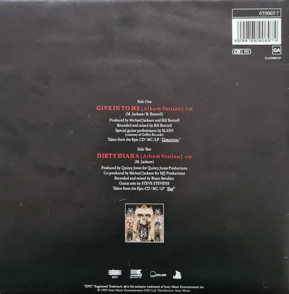Give In To Me / Dirty Diana  Poster Bag